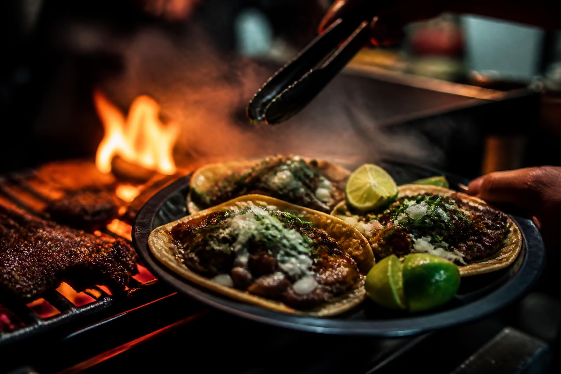 Street tacos served fresh off the grill
